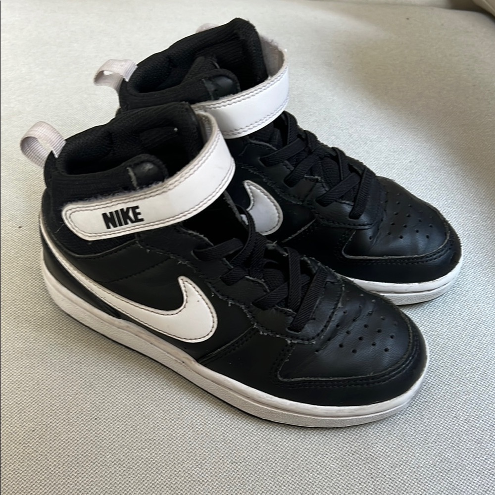 Nike Kids Court Borough Mid Black and White High-Top Sneakers size 13